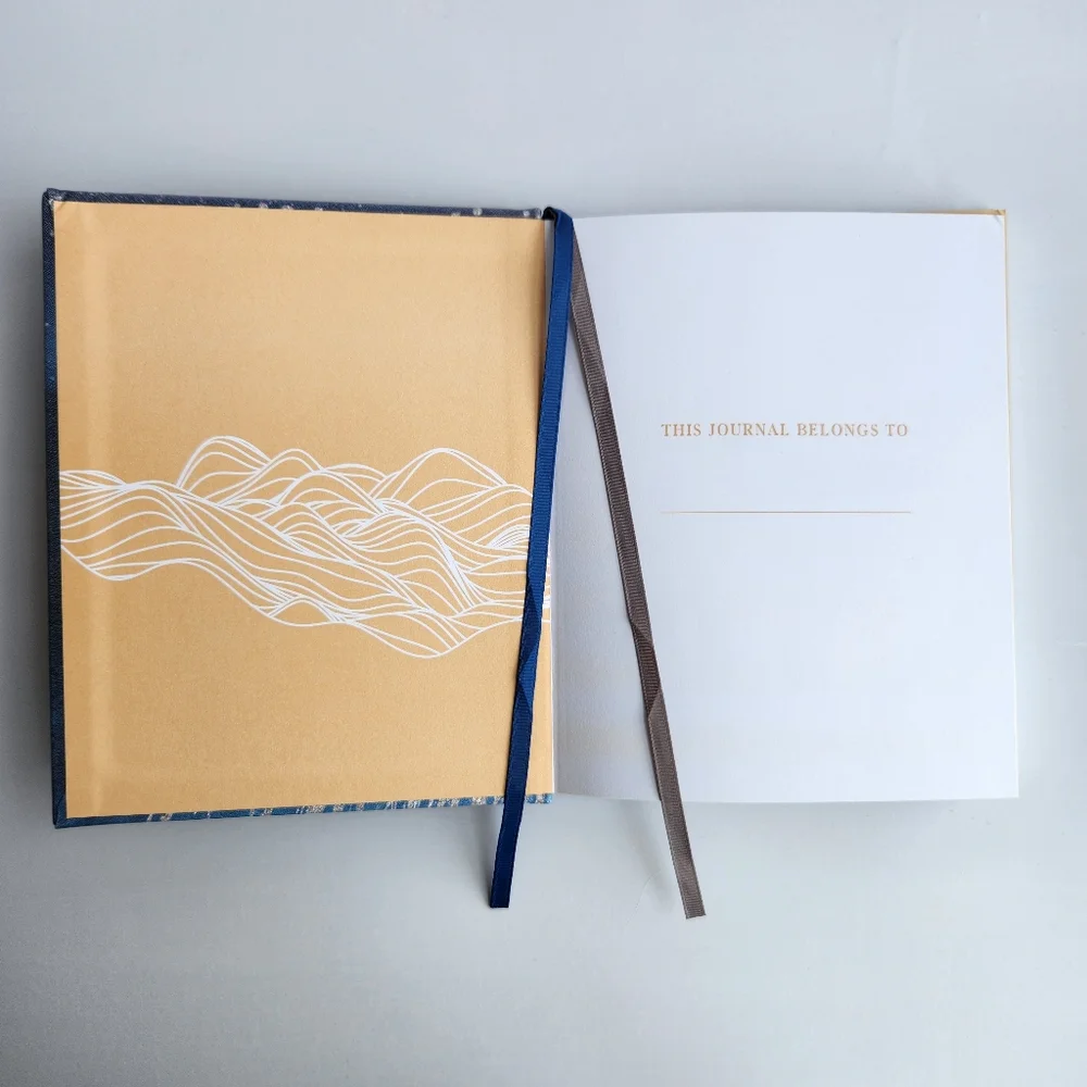 NWT Blue and Gold Guided Journal With 2 Bookmarks Morning/Evening Journal